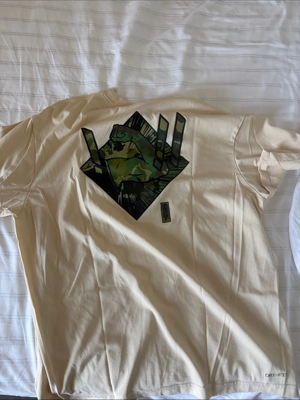 Jordan Men's Cream Short-Sleeve Tee with Multicolor Chest Graphic
